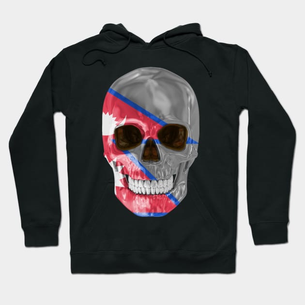 Nepal Flag Skull - Gift for Nepalese With Roots From Nepal Hoodie by Country Flags